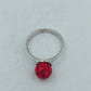 925 Silber Ring mit rotem Kristall Kugel Design Gr52 Elegant Modern
