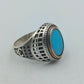 925 Silber Herrenring mit Türkis Stein Gr63 Vintage Orient Stil