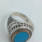 925 Silber Herrenring mit Türkis Stein Gr63 Vintage Orient Stil