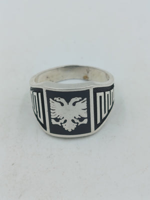 925 Silber Herrenring mit Doppeladler Motiv Gr64 Schwarz Silber Klassisch