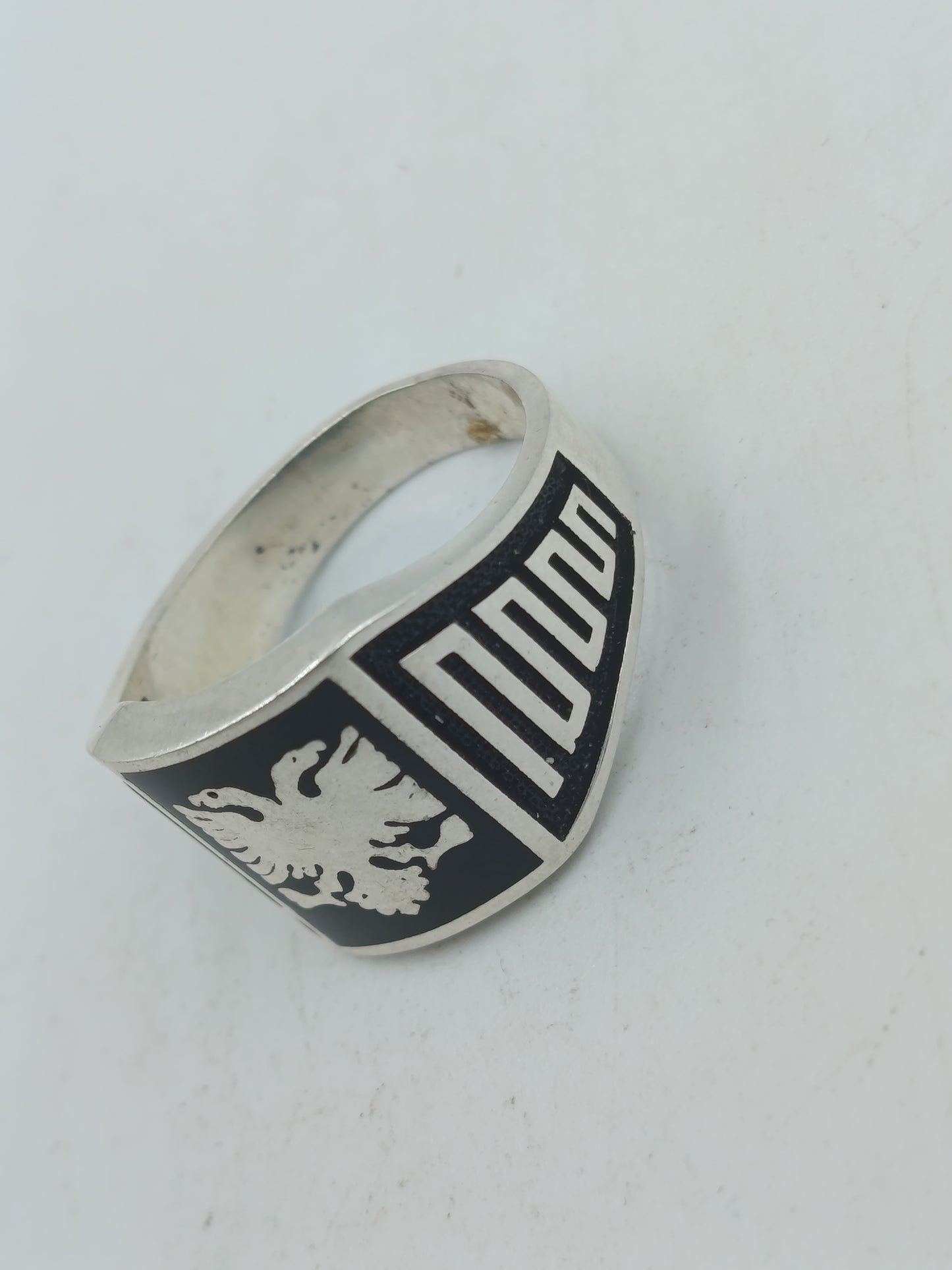 925 Silber Herrenring mit Doppeladler Motiv Gr64 Schwarz Silber Klassisch