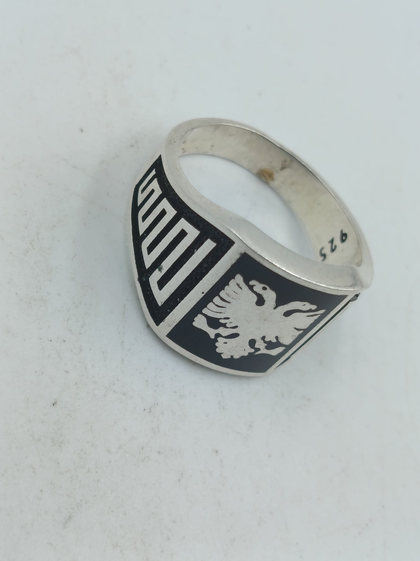 925 Silber Herrenring mit Doppeladler Motiv Gr64 Schwarz Silber Klassisch