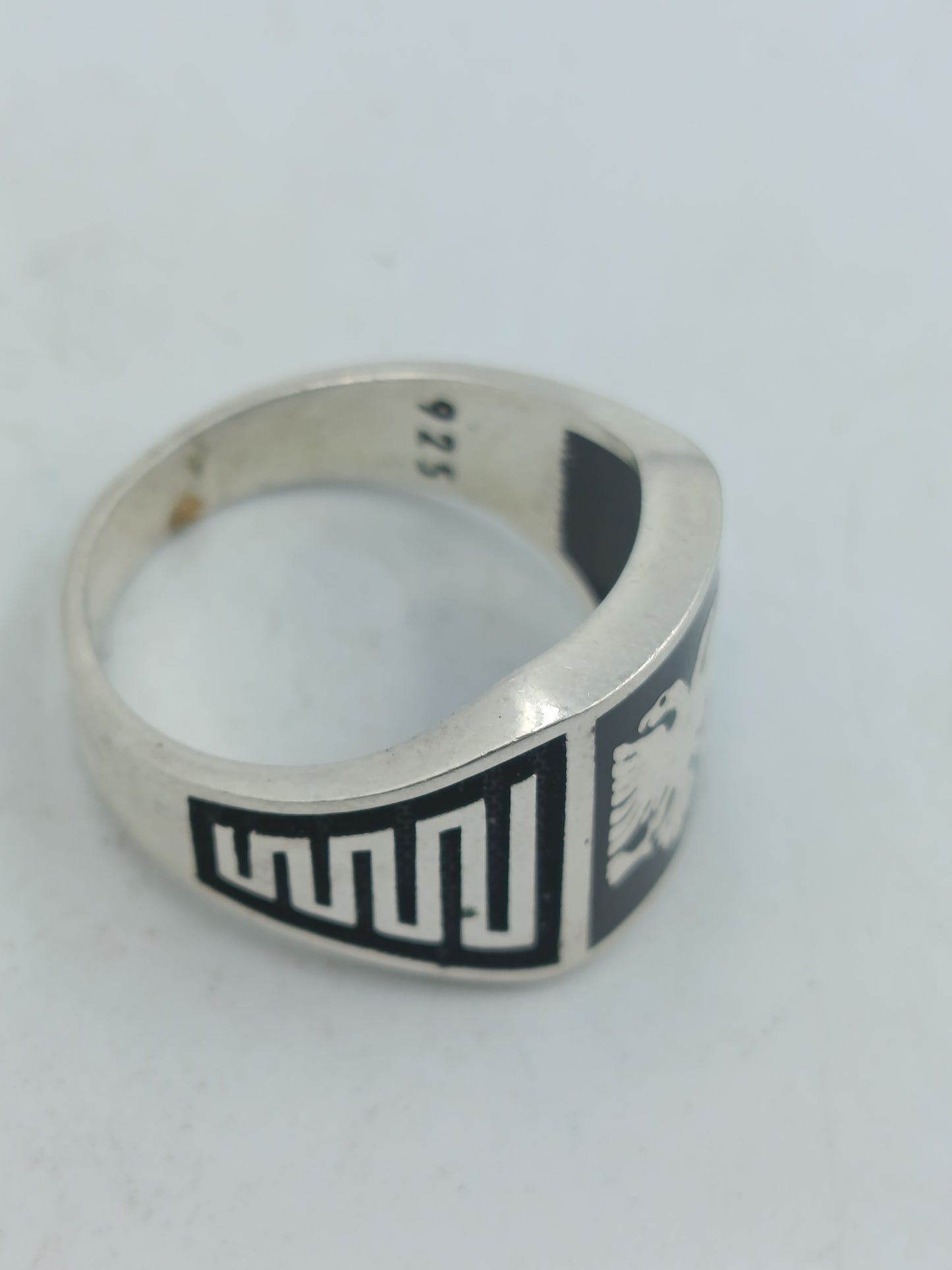 925 Silber Herrenring mit Doppeladler Motiv Gr64 Schwarz Silber Klassisch