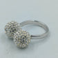 925 Silber Ring Verstellbar mit Doppel Kugel Design Zirkonia Glitzer