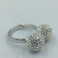 925 Silber Ring Verstellbar mit Doppel Kugel Design Zirkonia Glitzer