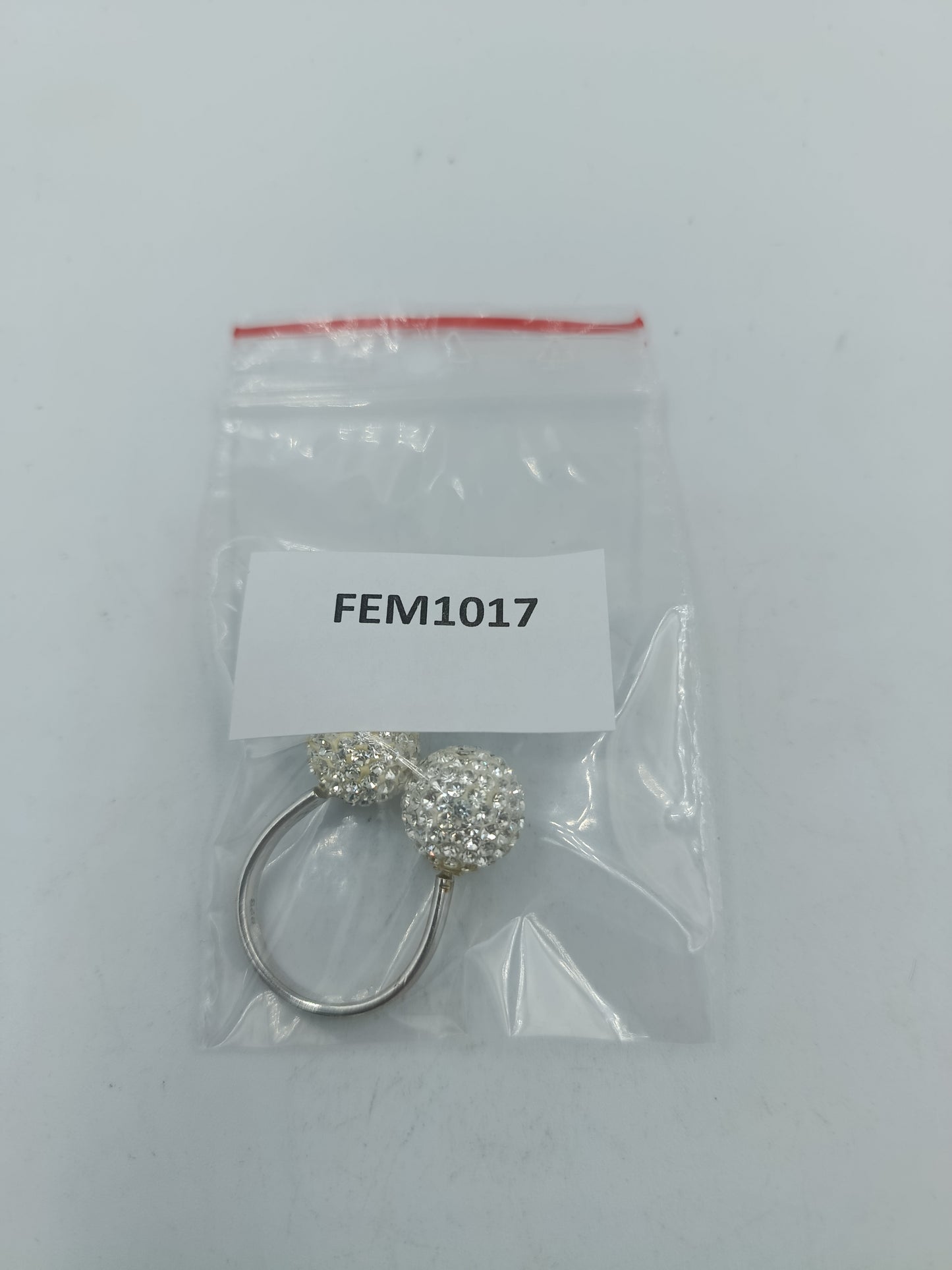 925 Silber Ring Verstellbar mit Doppel Kugel Design Zirkonia Glitzer