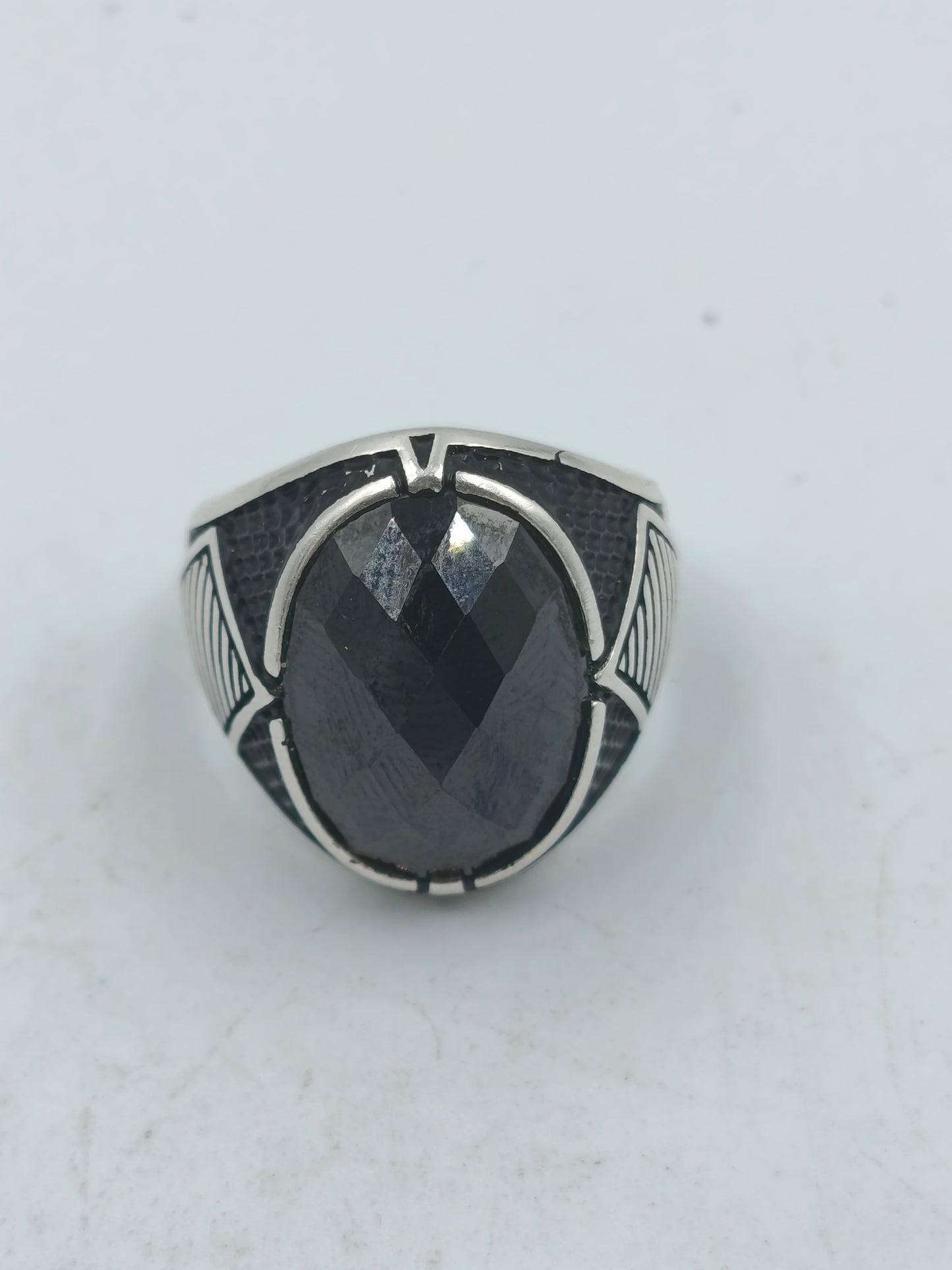 925 Silber Herrenring mit Schwarzem Onyx Stein Gr63 Elegant Massiv