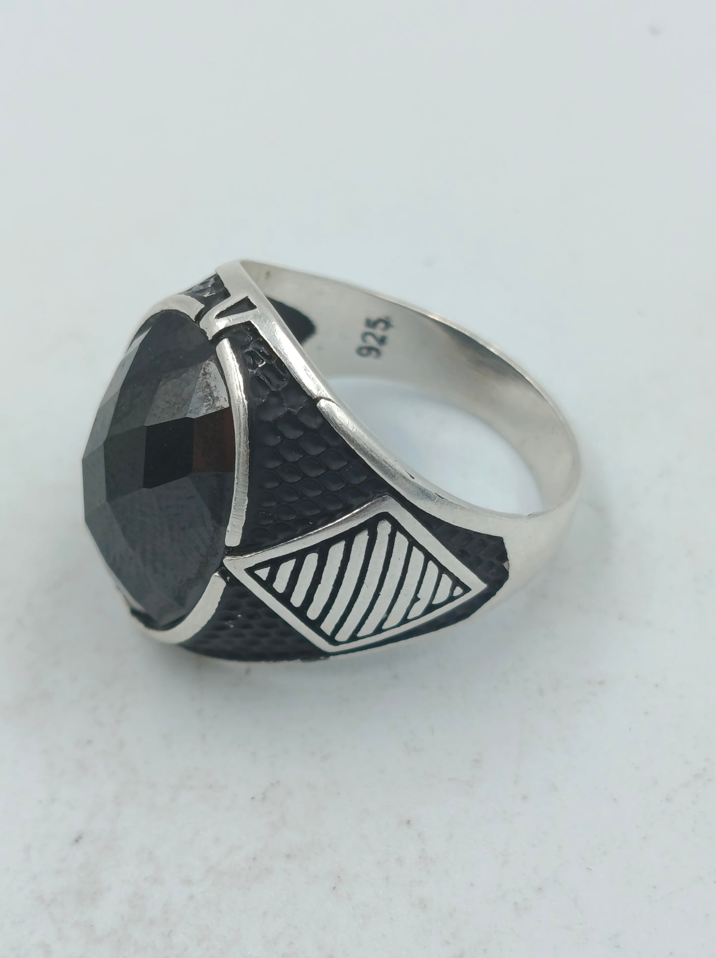 925 Silber Herrenring mit Schwarzem Onyx Stein Gr63 Elegant Massiv