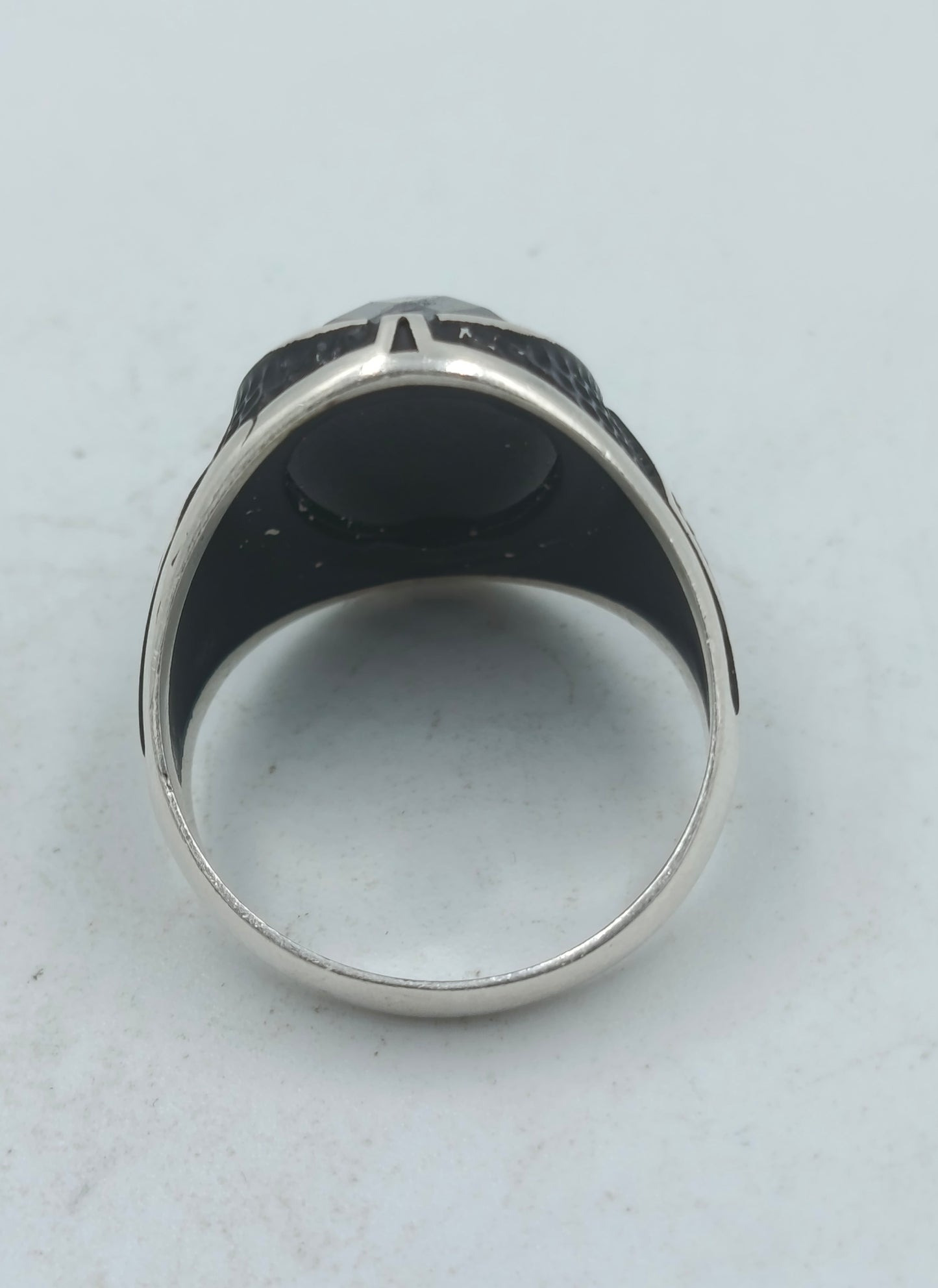 925 Silber Herrenring mit Schwarzem Onyx Stein Gr63 Elegant Massiv