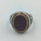 925 Silber Herrenring mit Rotem Stein Gr65 Orientalisch Antik Design