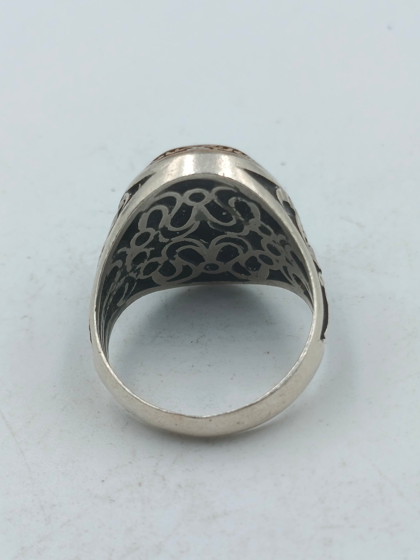 925 Silber Herrenring mit Rotem Stein Gr65 Orientalisch Antik Design