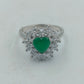 925 Silber Damenring Grüner Herzstein Zirkonia Kranz Gr54 Elegant Schmuck