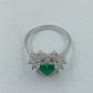 925 Silber Damenring Grüner Herzstein Zirkonia Kranz Gr54 Elegant Schmuck
