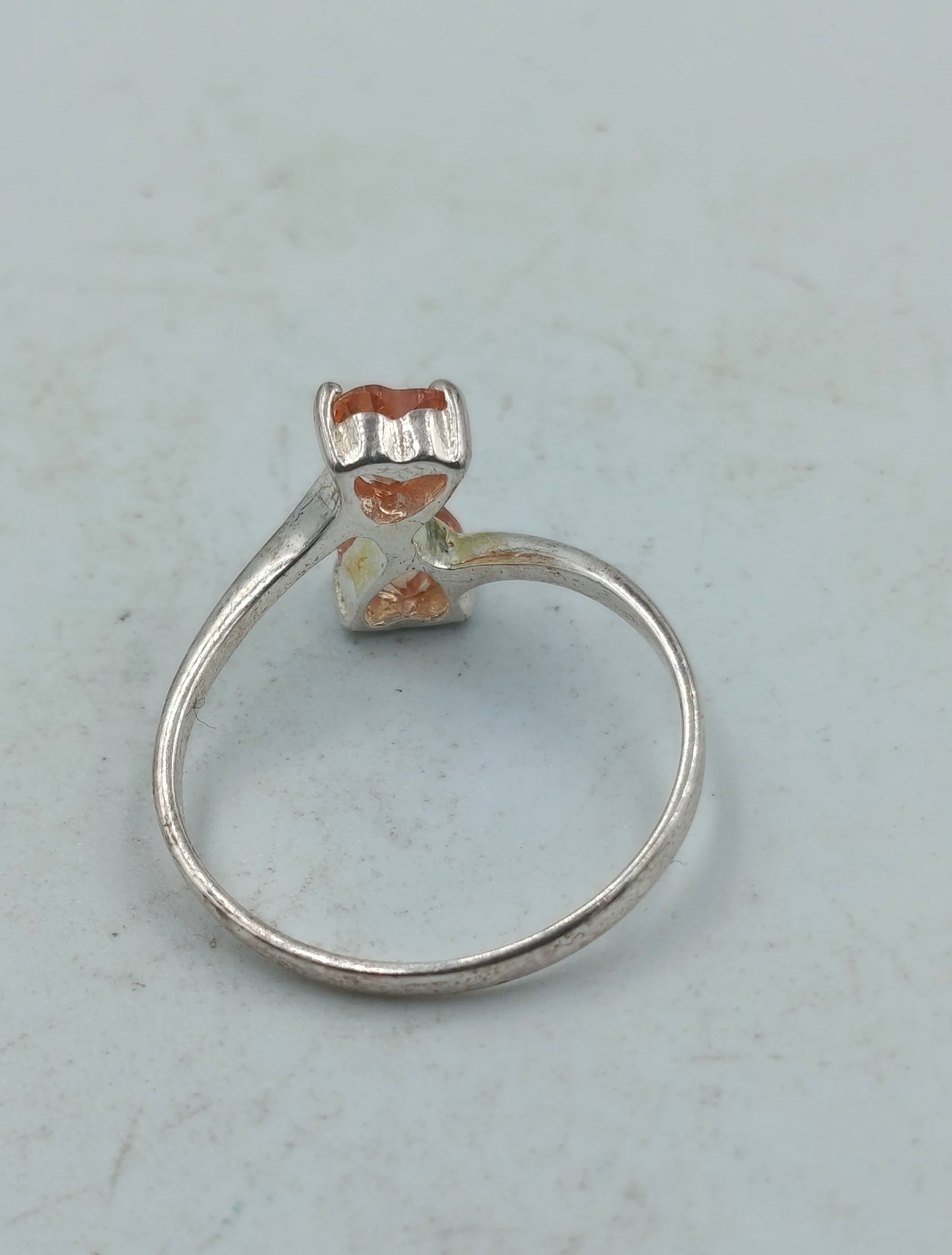 925 Silber Damenring mit Zwei Champagner Zirkonia Steinen Gr57 Elegant