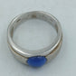 925 Silber Ring mit Blauem Cabochon Stein Gr57 Modern