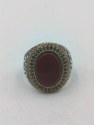 925 Silber Herrenring Roter Stein Antik Orientalisch Gr63 Massiv Schmuck