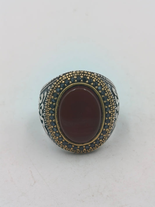 925 Silber Herrenring Roter Stein Antik Orientalisch Gr63 Massiv Schmuck