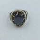 Silber Herrenring Lila Stein Antik Stil Gold Akzent Gr62 Elegant