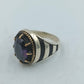 Silber Herrenring Lila Stein Antik Stil Gold Akzent Gr62 Elegant