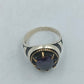 Silber Herrenring Lila Stein Antik Stil Gold Akzent Gr62 Elegant