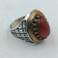 925 Silber Herrenring Brauner Stein Antik Gold Akzent Gr60 Orientalisch