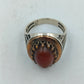 925 Silber Herrenring Brauner Stein Antik Gold Akzent Gr60 Orientalisch