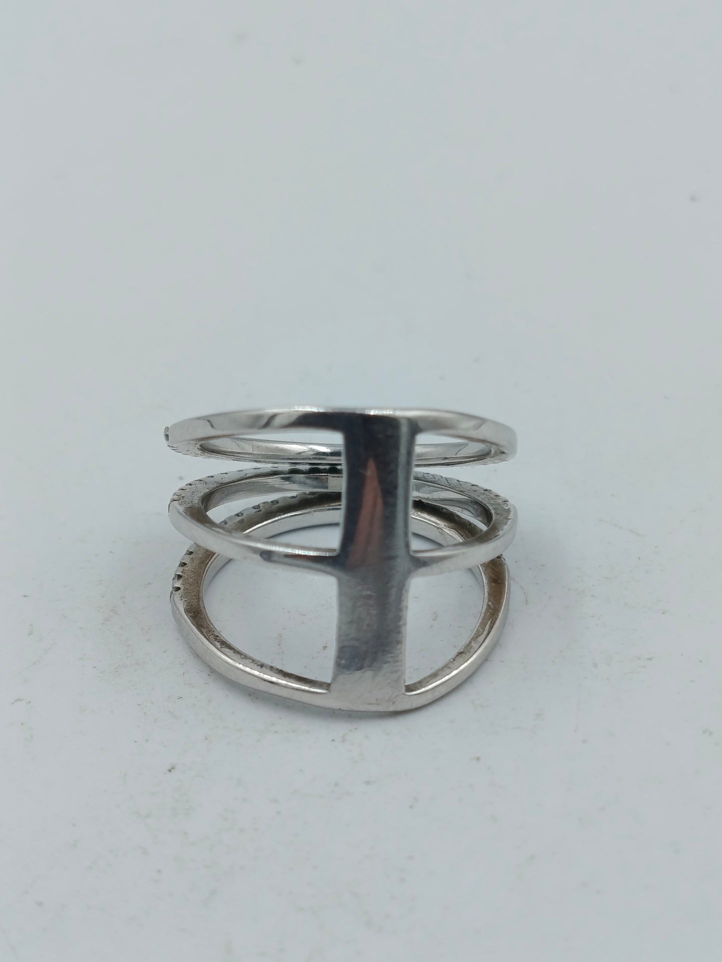 925 Silber Damenring Kreuz Design Modern Elegant Gr51 Minimalistisch