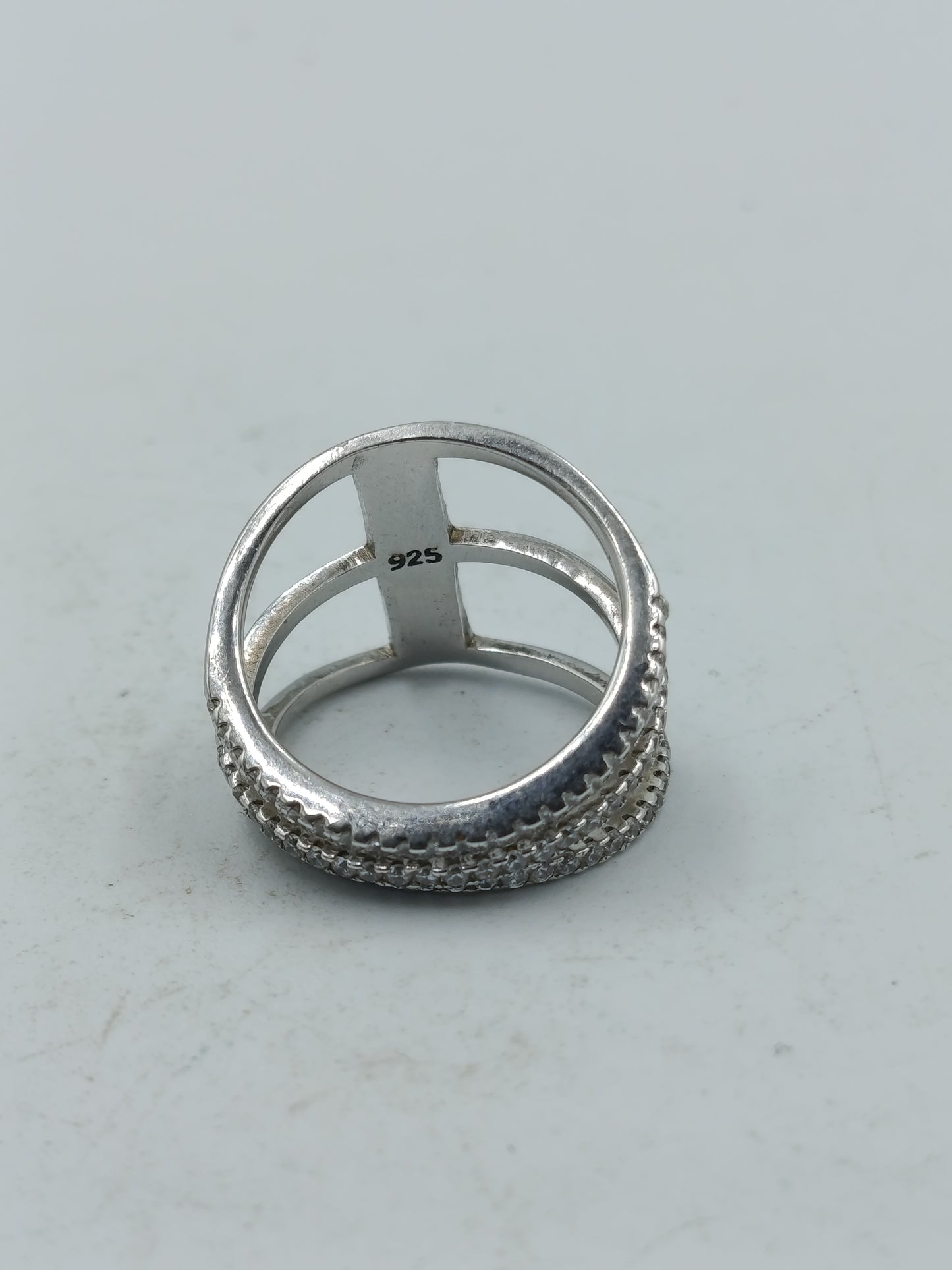 925 Silber Damenring Kreuz Design Modern Elegant Gr51 Minimalistisch