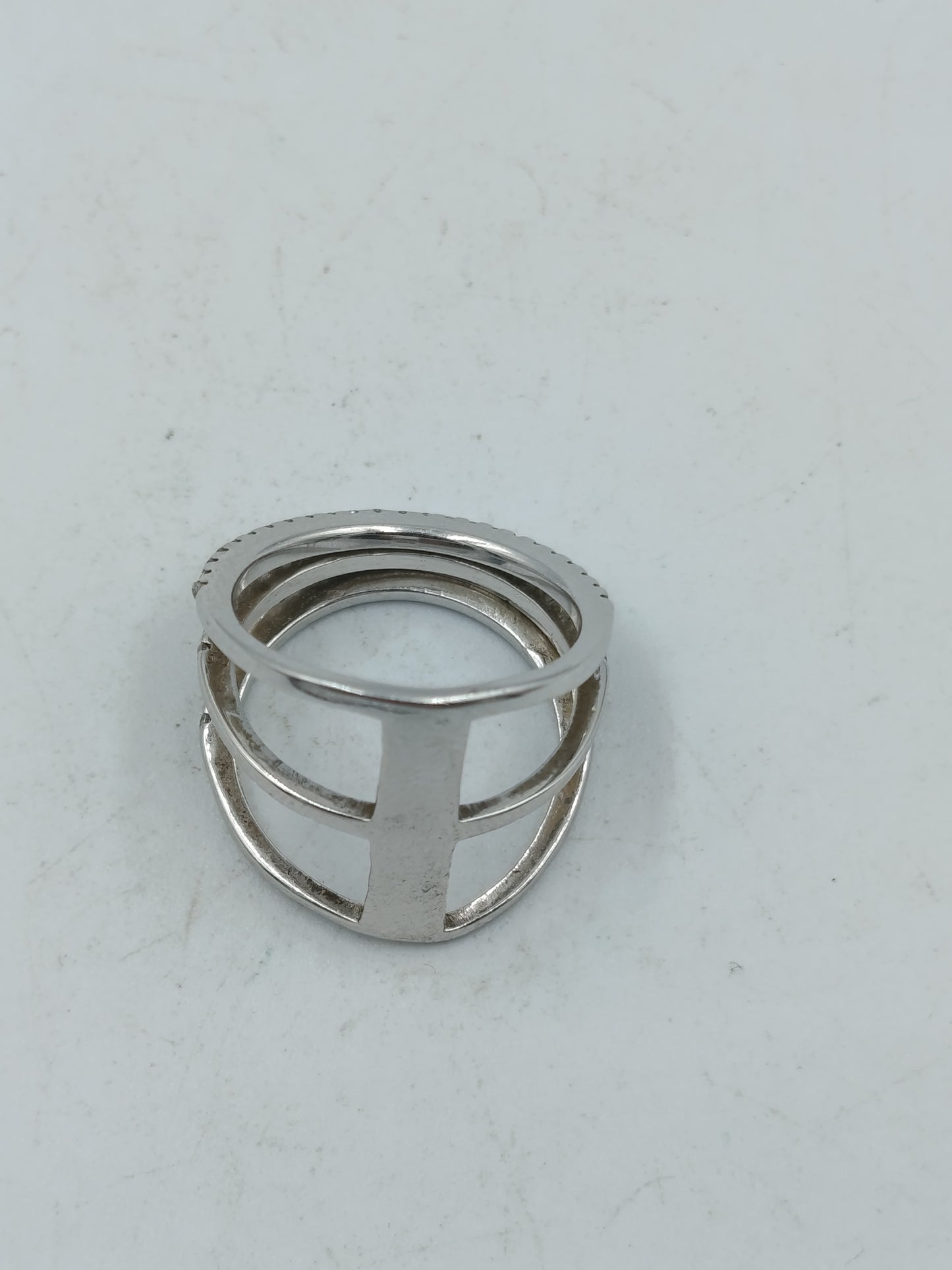 925 Silber Damenring Kreuz Design Modern Elegant Gr51 Minimalistisch