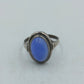 835 Silber Damenring mit Blauem Ovalstein Gr50 Vintage Design