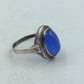 835 Silber Damenring mit Blauem Ovalstein Gr50 Vintage Design