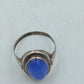 835 Silber Damenring mit Blauem Ovalstein Gr50 Vintage Design