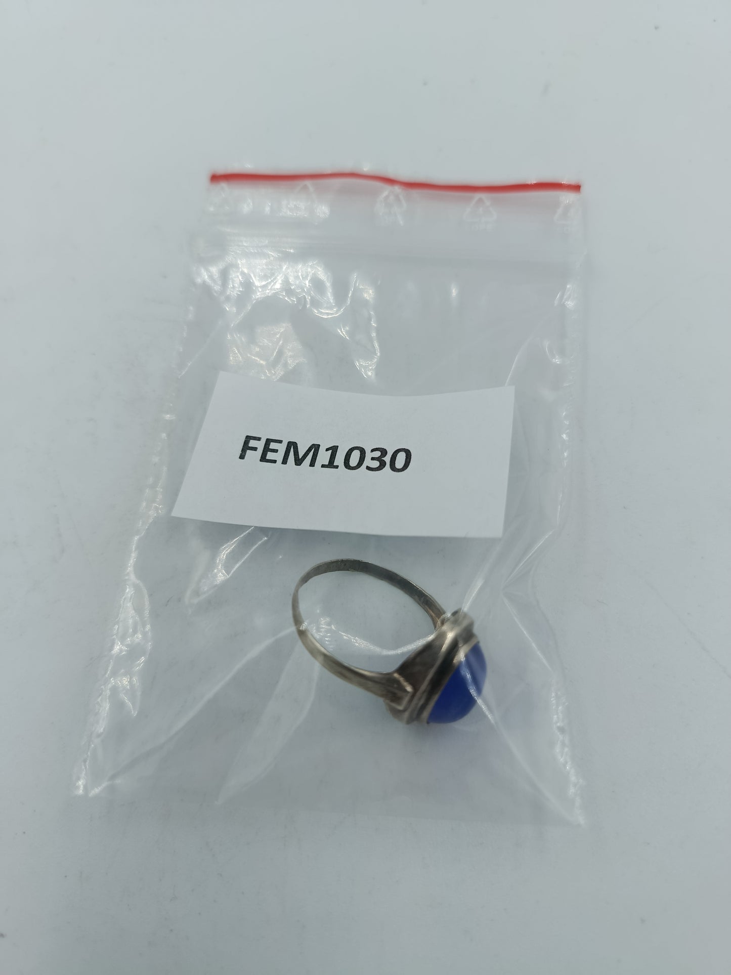 835 Silber Damenring mit Blauem Ovalstein Gr50 Vintage Design