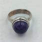 925 Silber Damenring mit Violettem Cabochonstein Gr57