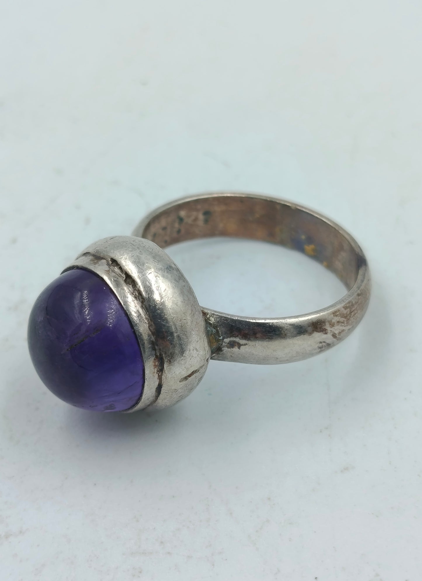 925 Silber Damenring mit Violettem Cabochonstein Gr57