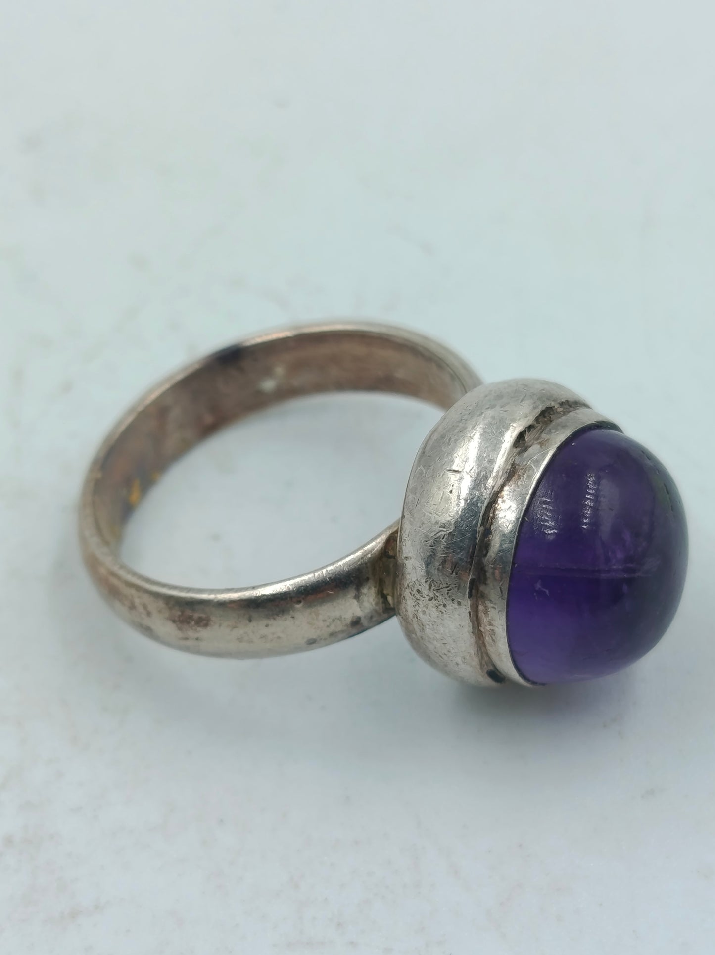 925 Silber Damenring mit Violettem Cabochonstein Gr57