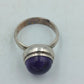 925 Silber Damenring mit Violettem Cabochonstein Gr57