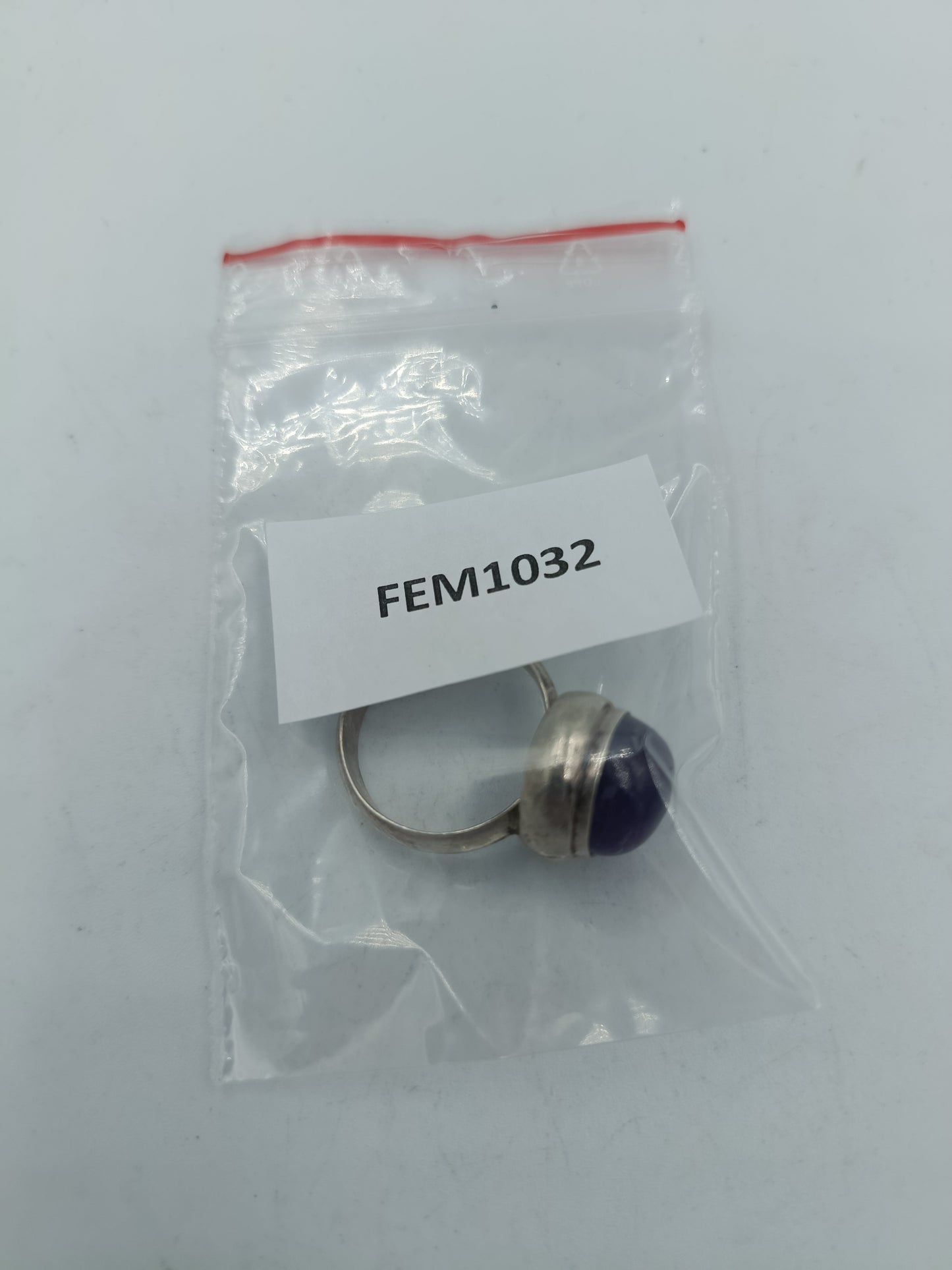 925 Silber Damenring mit Violettem Cabochonstein Gr57