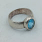925 Silber Damenring mit Hellblauem Stein Gr57 Klassisches Design
