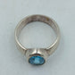 925 Silber Damenring mit Hellblauem Stein Gr57 Klassisches Design