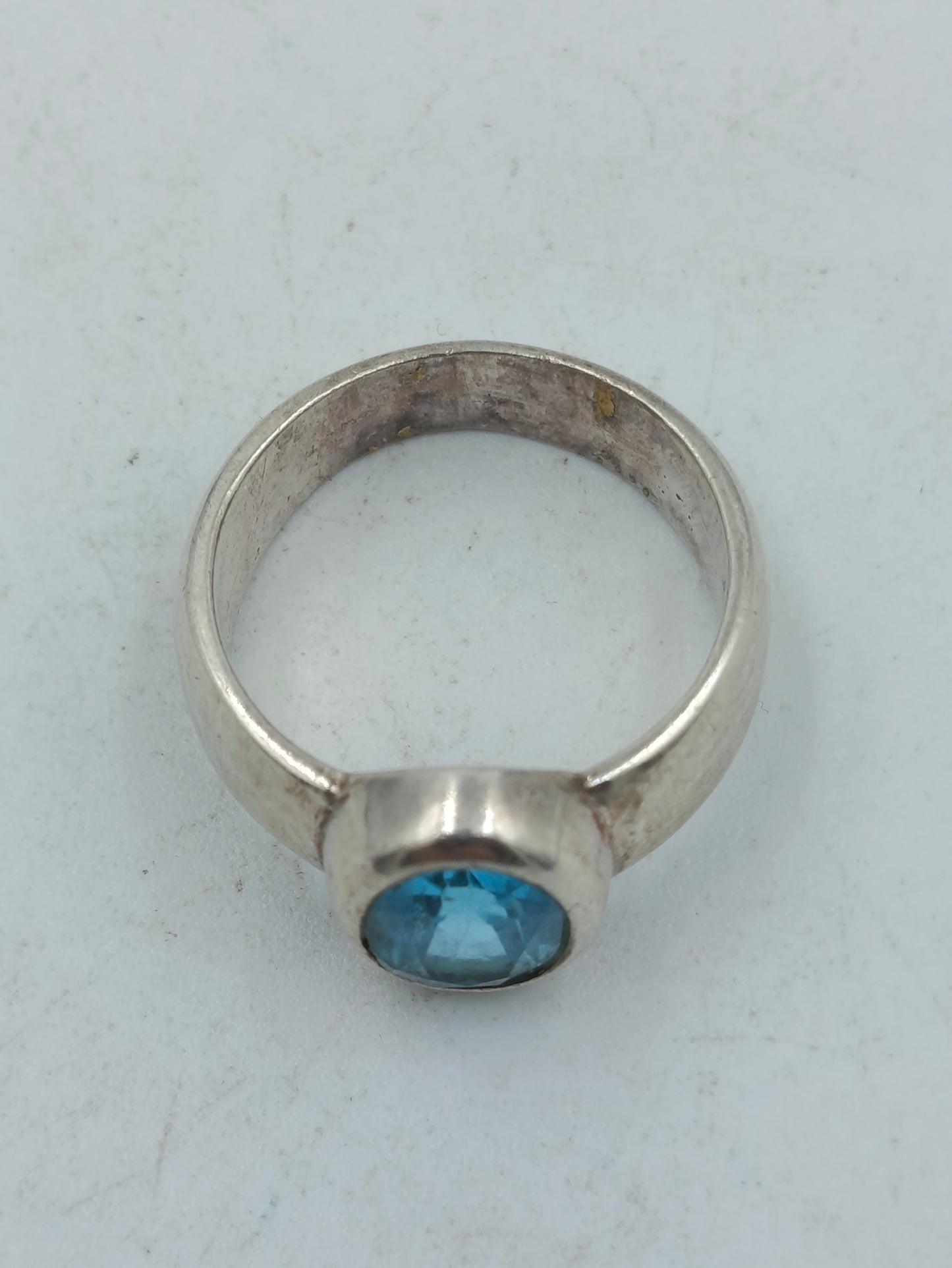 925 Silber Damenring mit Hellblauem Stein Gr57 Klassisches Design