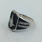 925 Silber Herrenring mit Tughra Gravur Schwarzes Design Gr66