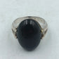 925 Silber Damenring mit Schwarzem Onyx Oval Gr54 Klassisch Elegant