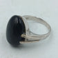 925 Silber Damenring mit Schwarzem Onyx Oval Gr54 Klassisch Elegant