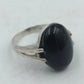 925 Silber Damenring mit Schwarzem Onyx Oval Gr54 Klassisch Elegant