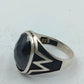 925 Silber Herrenring mit Schwarzem Facettierten Stein Gr65 Modern Elegant