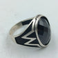 925 Silber Herrenring mit Schwarzem Facettierten Stein Gr65 Modern Elegant