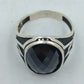 925 Silber Herrenring mit Schwarzem Facettierten Stein Gr65 Modern Elegant