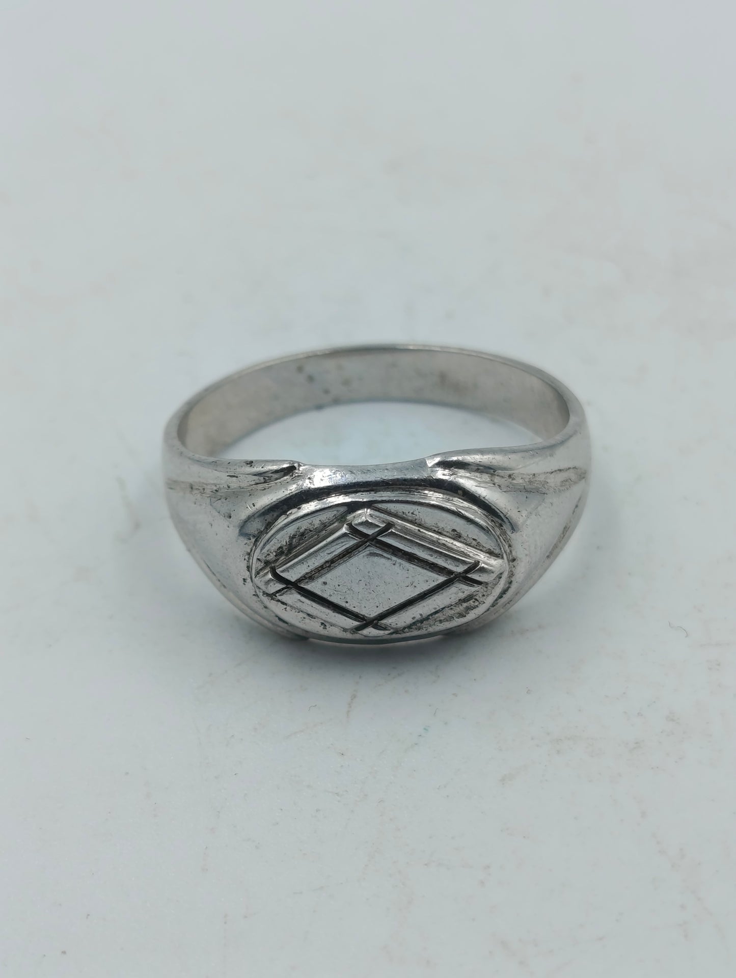 925 Silber Herrenring mit Gravur Rechteck Muster Gr70 Schlicht Klassisch