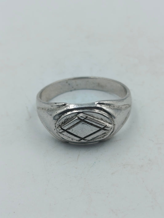 925 Silber Herrenring mit Gravur Rechteck Muster Gr70 Schlicht Klassisch